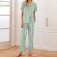 thumbnail image 2 of Tnhcen Women's 2 Piece Pajama Set Short Sleeve Top Pants Lounge Sets Summer Ladies Pjs Homewear Sets S-2XL, 2 of 6