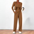 thumbnail image 2 of Fashion Halter Long Pants Jacket Coat For Women's 3 Piece Set Autumn New Casual Simple Sporty Pocket Long Pants Set Female, 2 of 5