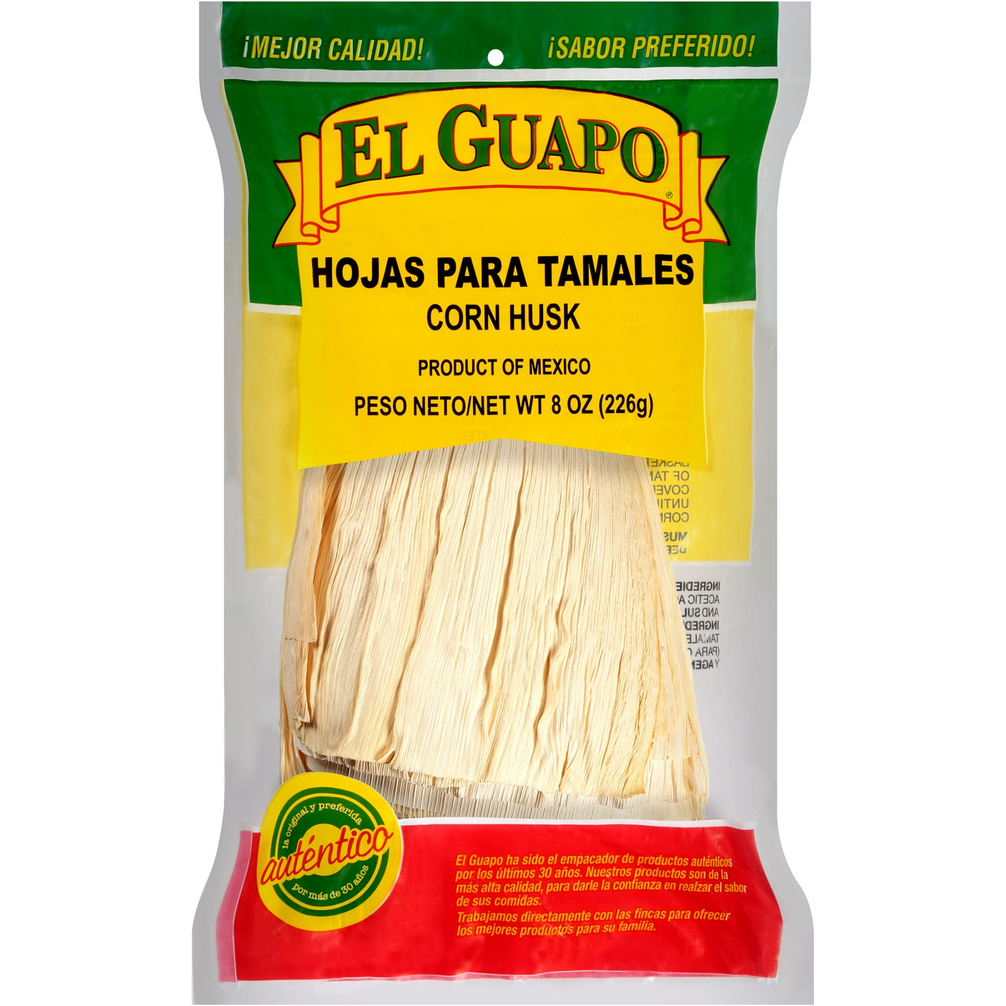 El Guapo Whole Corn Husks, 8.0 oz Bag
