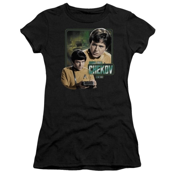 Star Trek Ensign Chekov Junior Women's Sheer T-Shirt Black