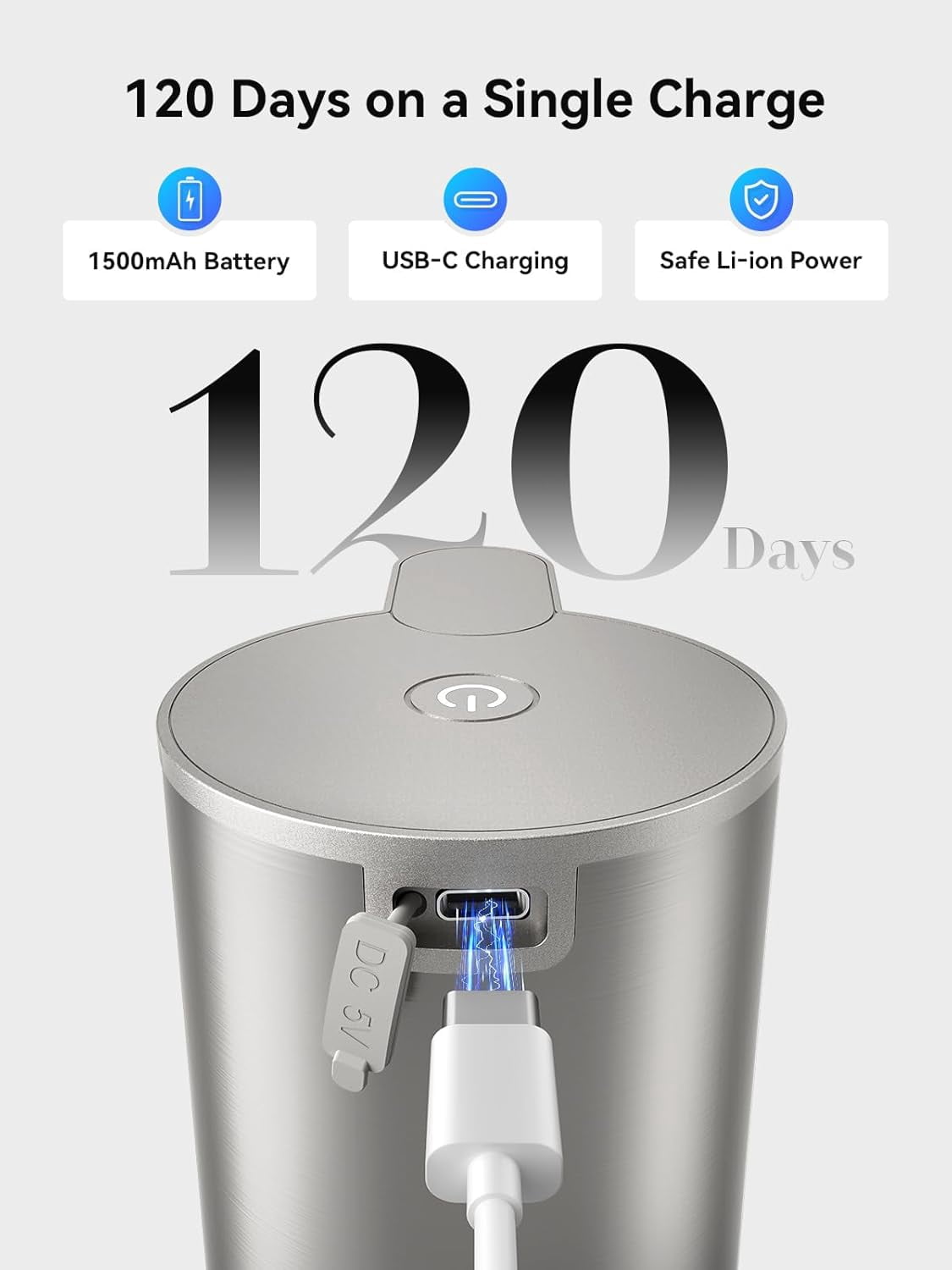Lococo Soap Dispenser, Rechargeable Automatic Soap Dispenser Stainless Steel Touchless Foaming Soap Dispenser for Bathroom Auto Hand Soap Dispenser for Kitchen, Silver, Xmas Gift,9oz
