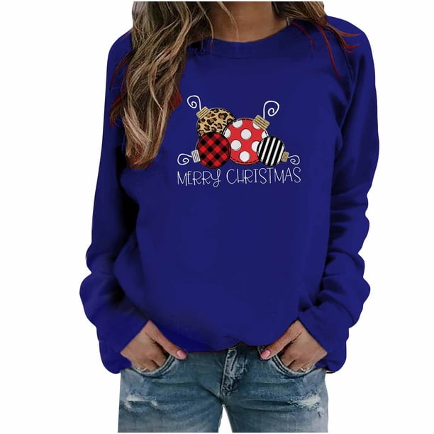 Sudaderas Navideñas Para Mujer, Blusa de Manga Larga Con Bolsillo Estampado A La Moda, Tops Informales, Sudaderas Con Botones Odeerbi ODB191736
