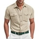 thumbnail image 1 of pstuiky camisetas para hombre, Camisa informal de verano para hombre, de color liso, con botones, bolsillo y manga corta con solapa camisetas de hombre s, 1 of 8