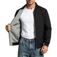 thumbnail image 2 of Men's Casual Lightweight Bomber Jacket Zip Up Stand Collar Baseball Jacket Solid Color Casual Windproof Jacket For Spring Autu Commute Casual Daily Outings, 2 of 9