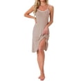 thumbnail image 2 of INSPIRE CHIC Women's Sleepwear Lace Cute Nightgown Sleeveless Ruffle Thigh Length Nightdress Lingeries S Khaki, 2 of 6