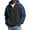 Blue, variant on Men's Hooded Waffle Stitch Sweatshirt Solid Color Zipper Long Sleeve Tops Pullover with Pocket Zipper Hoodies Dark Blue XL