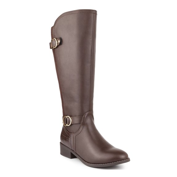 KAREN SCOTT Womens Brown Wide Calf Almond Toe Block Heel Zip-Up Riding Boot 13