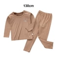 thumbnail image 4 of Jumpingount Ropa interior térmica para niños, ropa interior elástica de cuello para otoño e invierno, ropa interior para dormir en la oficina, Pijama Marrón 130cm, 4 of 6