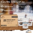 thumbnail image 4 of MOUNTAIN ESSENTIALS 120 Servings Freeze Dried Premium Variety Meat Kit | High Protein Intake Contains 2988 Protein Packed Emergency Long Shelf Stable Easy Prep Food For Survival, Camping & Backpacking, 4 of 6