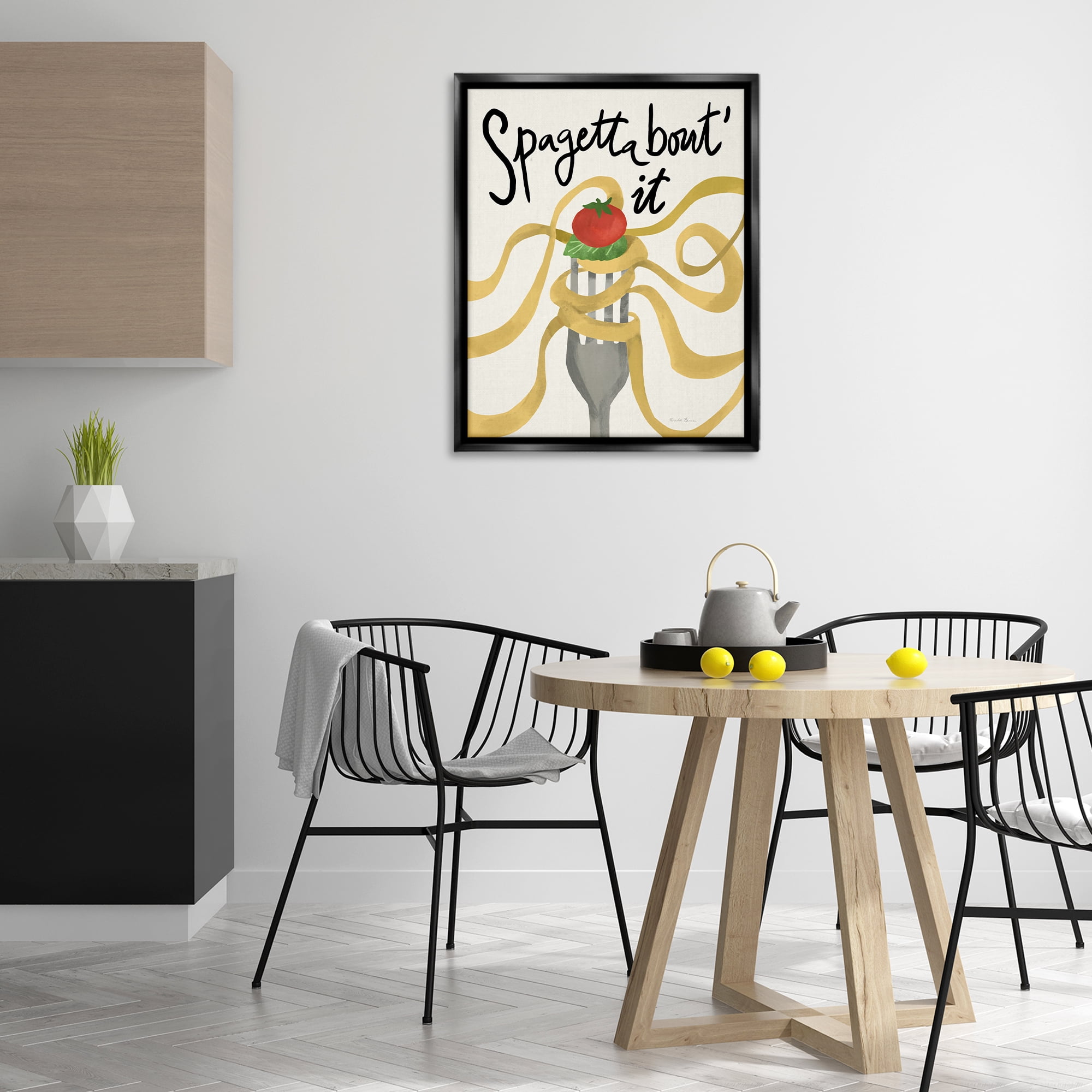 Stupell Industries Funny Spaghetti Phrase Food & Beverage Painting Black Floater Framed Art Print Wall Art, 25 x 31