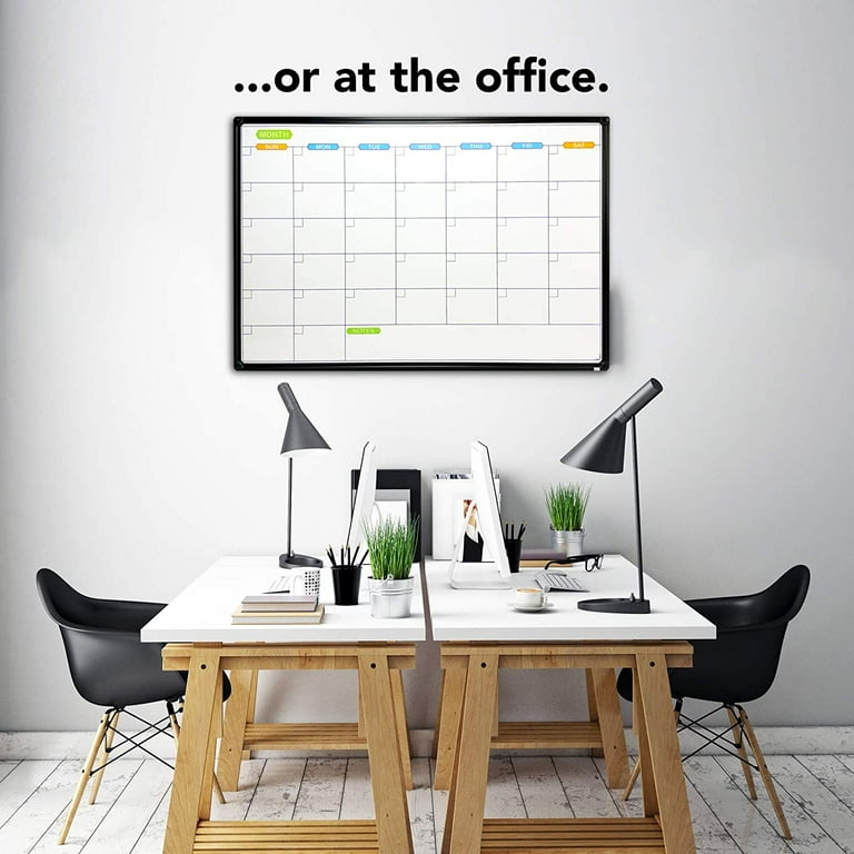 MaxGear 24x18 Inch Magnetic Dry Erase Calendar Board - Double-Sided Monthly Planner With Aluminum Frame