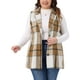 thumbnail image 1 of Chaqueta de mujer de talla grande Agnes Orinda, de cuadros, con solapa de botón, sin mangas, chaleco largo casual con bolsillo 3X marrón, 1 of 5