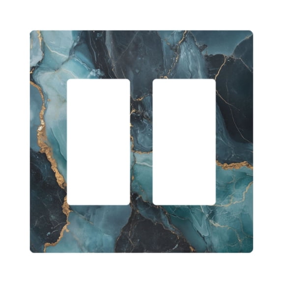 Yayeee Rocker Switch Wall Plate 2-Gang 4.7"x4.6" Home Decorative Outlet Cover, Black Marble