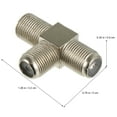thumbnail image 2 of SHINYPASING 10Pcs F Type Coaxial Cable Splitter 3 Way Zinc Alloy Connector for TV Signal, 2 of 5