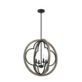 thumbnail image 2 of Hunter - Gablecrest 4-light French Oak, Large Pendant Light, Dimmable, Transitional Style, Sphere Shaped, for Bedrooms, Dining, Living Rooms - 19097, 2 of 10