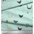 thumbnail image 3 of Soimoi Green Rayon Fabric Mustache Face Printed Craft Fabric by The Yard 58 Inch Wide, 3 of 3