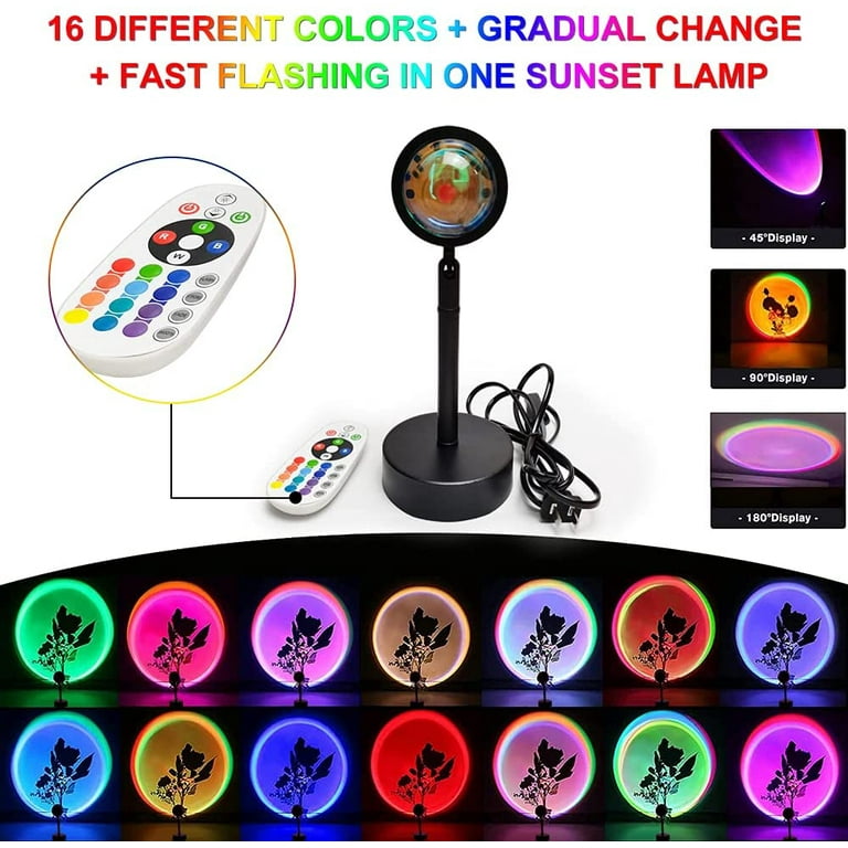 YoohNuse Sunset Lamp Projector Sun Lamp Projection for Aesthetic Room Décor  Sunset Light with Remote 16 Colors Changing Sunrise Mood Atmosphere Lamp
