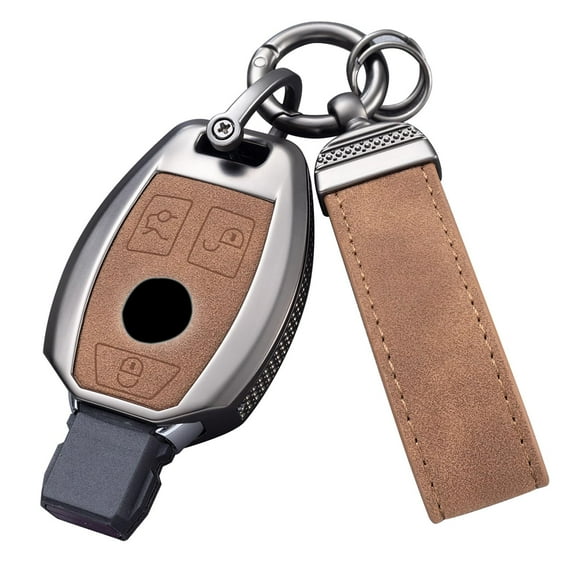 Compatible with Mercedes Benz Key Fob Cover with Keychain Leather Key Case Protector for Mercedes Benz A B C E G K R S Class AMG Smart Remote Key