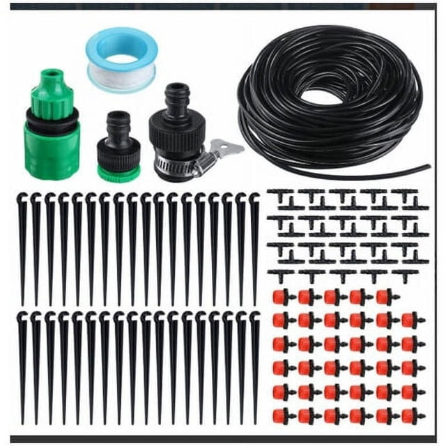 Sistema de riego para jardín Laklulu, kit de riego automático por microgoteo, sistema de riego por goteo para plantas de jardín (manguera de goteo de 30 m)