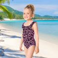 thumbnail image 5 of Girls Ruffled One Piece Swimsuit Summer Beach Vacation Swimwear Tank Swimsuit Pink Glitter Cheetah Print, 5 of 8