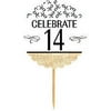 14th Birthday / Anniversary Novelty Burlap Cupcake Decoration Picks -12pack