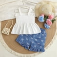 thumbnail image 4 of Tiweut Outfits Girls Summer Toddler Sleeveless Vest and Bowknot Print Shorts Clothes,12-18 M, 4 of 9
