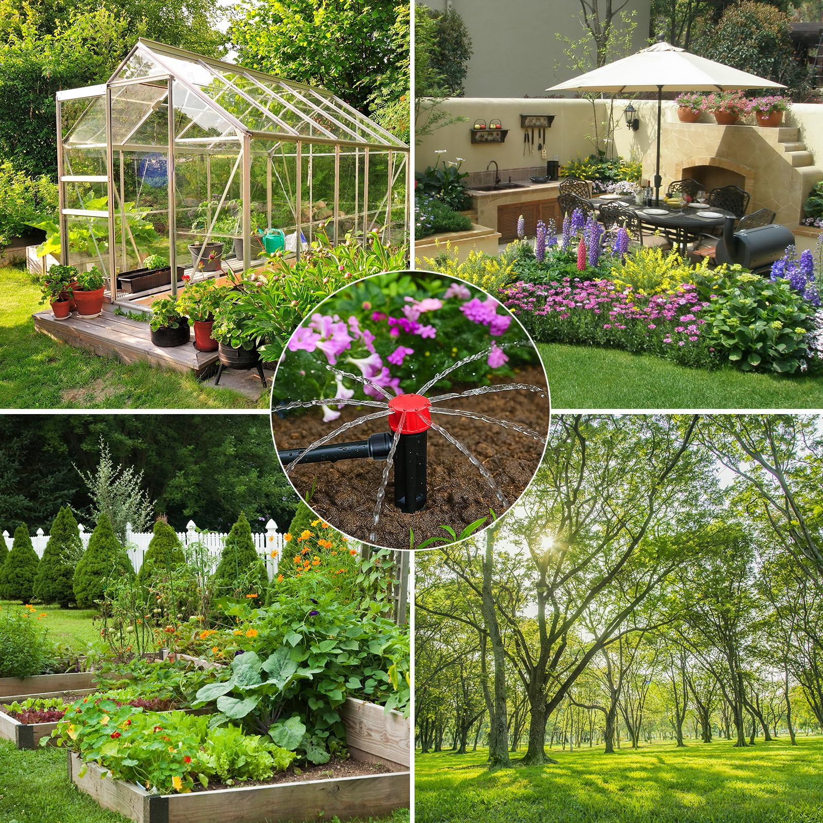 Drip Irrigation System 106ft Automatic Garden Watering With 1/2" & 1/4" Fast-lock Tubing Adjustable Nozzles Sprinklers Quick-connect Kit For Lawn Potted Plants