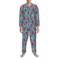 thumbnail image 3 of Wukai Cute Strawberry Flower Pot Men's Long Sleeve Pajama Set,Long Sleeve Mens Sleepwear with Pockets & Front Fly-, 3 of 7