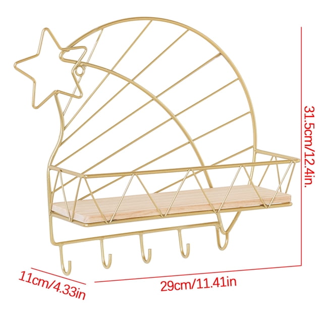 Birdeem Creative Household Multifunctional Iron Mesh Hook Wall-Mounted Shelf, Living Room Wall Decoration Storage Rack