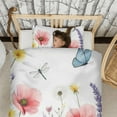 thumbnail image 3 of Flowers Butterfly Dragonfly Duvet Cover and Pillowcase Set for Single Bedding, Bedroom Accessories for Kids Teens, 3 of 5