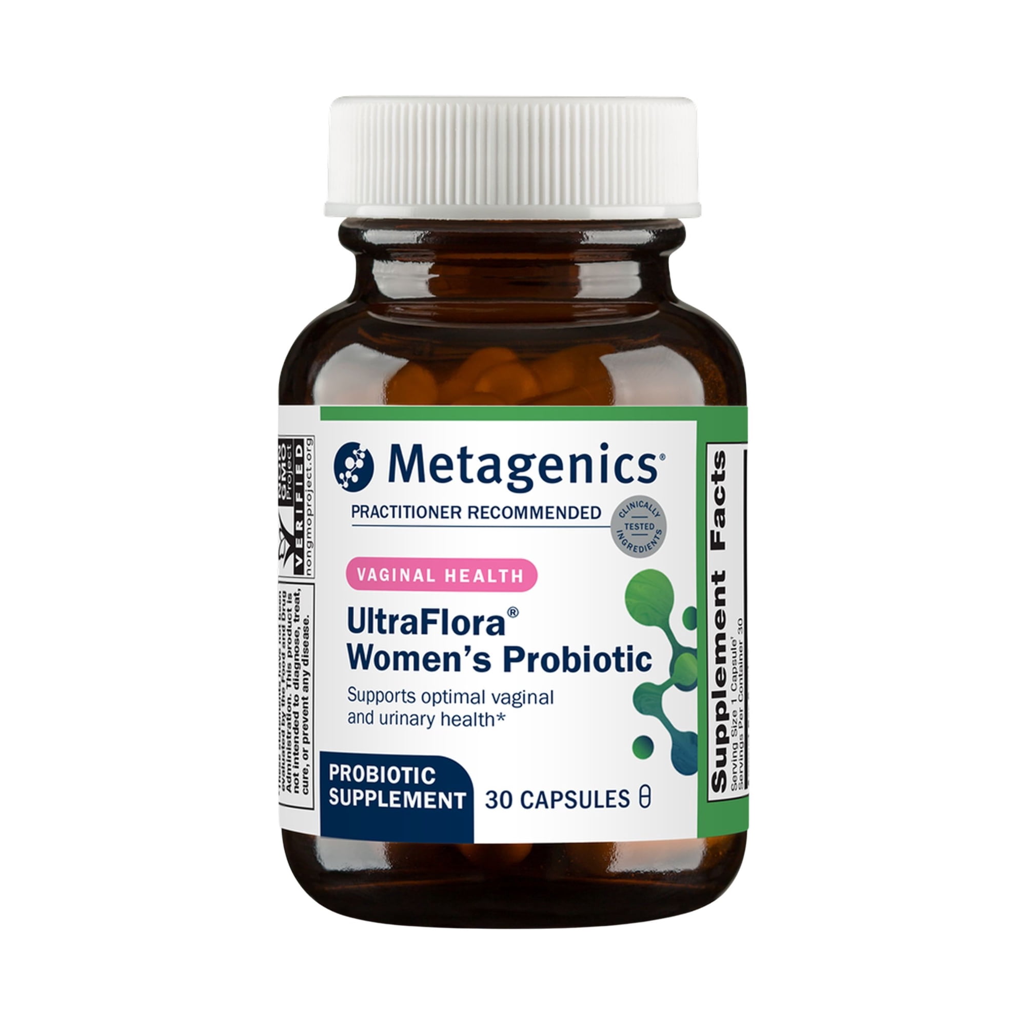 Metagenics UltraFlora Women's Probiotics for Vaginal Health - Supports Yeast Balance, Microflora & Urinary Comfort - Lactobacillus rhamnosus & Lactobacillus GR-1 reuteri RC-14 - Non-GMO - 30 Count