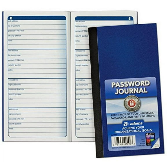 Adams Password Journal, 6.25 x 3.25 Inches, Pack Of 3