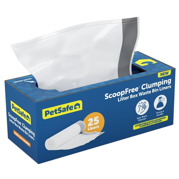 Bolsas de basura para gatos PetSafe, caja de arena para gatos sin cuchara, 25 unidades