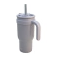 thumbnail image 4 of Termo Doble Pared Acero Inoxidable Exterior e Interior, Vaso Térmico con Tapa Doble y Popote Plástico con Silicona y Asa Ergonómica, Capacidad 900 ml, Gris, 4 of 8
