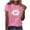 Pink, variant on Casual Top for Women Patterned Letter Print Round Neck Short Sleeved Petite Tops for Women,Blue,L