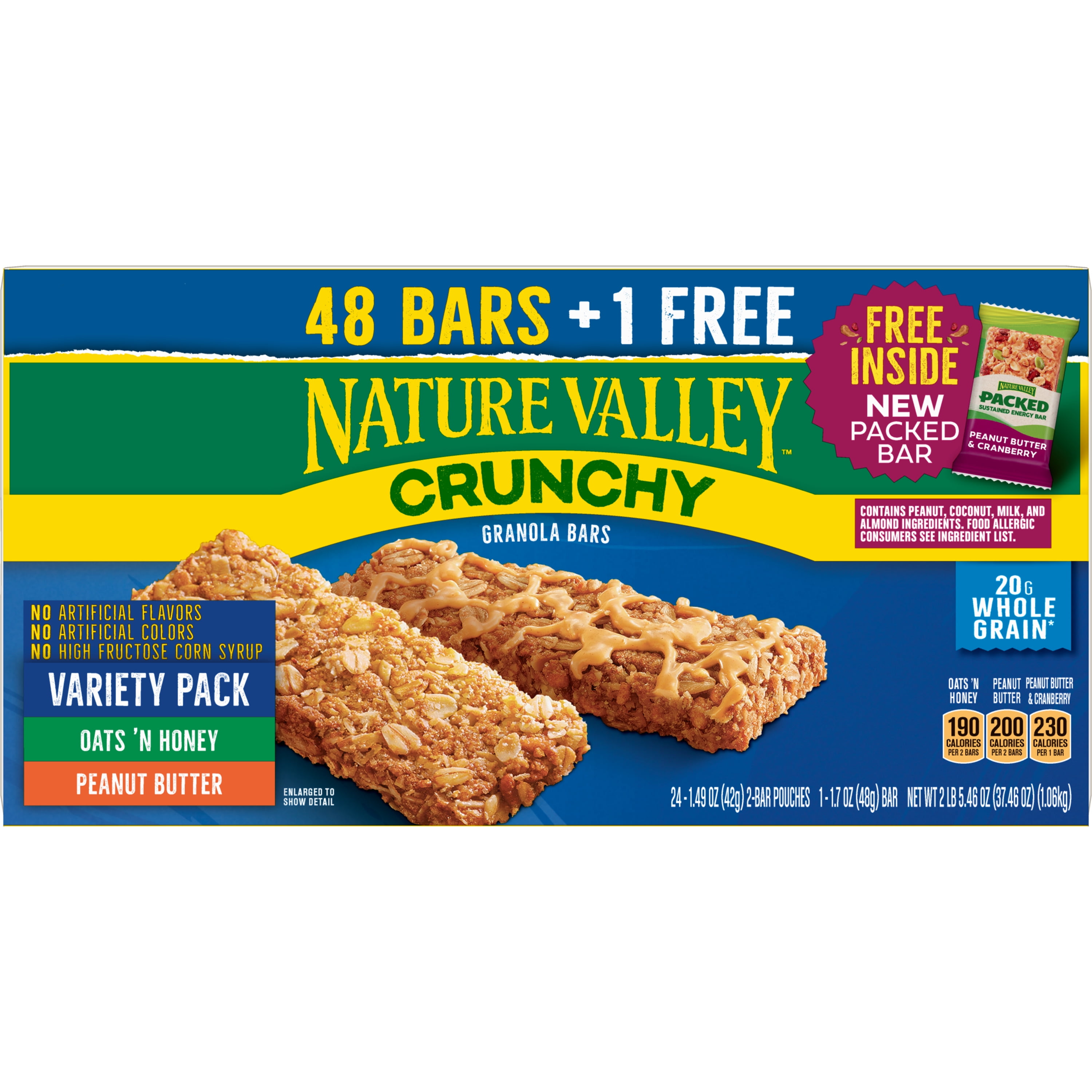 Nature Valley Crunchy Granola Bar, Variety Pack, 48 Bars + Free Packed Bar