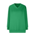 thumbnail image 3 of Penkiiy Women Oversized Sweatshirt Hoodies Casual V Neck Long Sleeve Shirts Fleece Pullover Tops Fall Teens Preppy Clothes XL Green, 3 of 5
