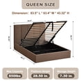 thumbnail image 3 of Queen Size Bed Frame with Lift Up Storage, Upholstered Platform Bed with Vertical Channel Headboard, No Box Spring Needed, Hydraulic Storage, Brown Boucle, 3 of 9