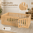thumbnail image 5 of Miniyam Twin Floor Bed for Kids with Door and Guardrails, Low-Profile Wood Bed Frame, Natural, 5 of 8