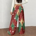 thumbnail image 4 of Women's Casual Fashion Wide-Leg Pants with Christmas Print - Elastic Waist, Loose & Plush-Lined, Army Green, Size L, 4 of 4