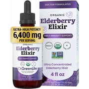 Dr. Green Mom Elderberry Syrup Organic — Elderberry Elixir for Babies, Toddlers & Kids — Cold & Flu Organic Liquid Drops — No Honey — High Potency — Newborn Infant Immune Support & Boost — 4 fl. oz