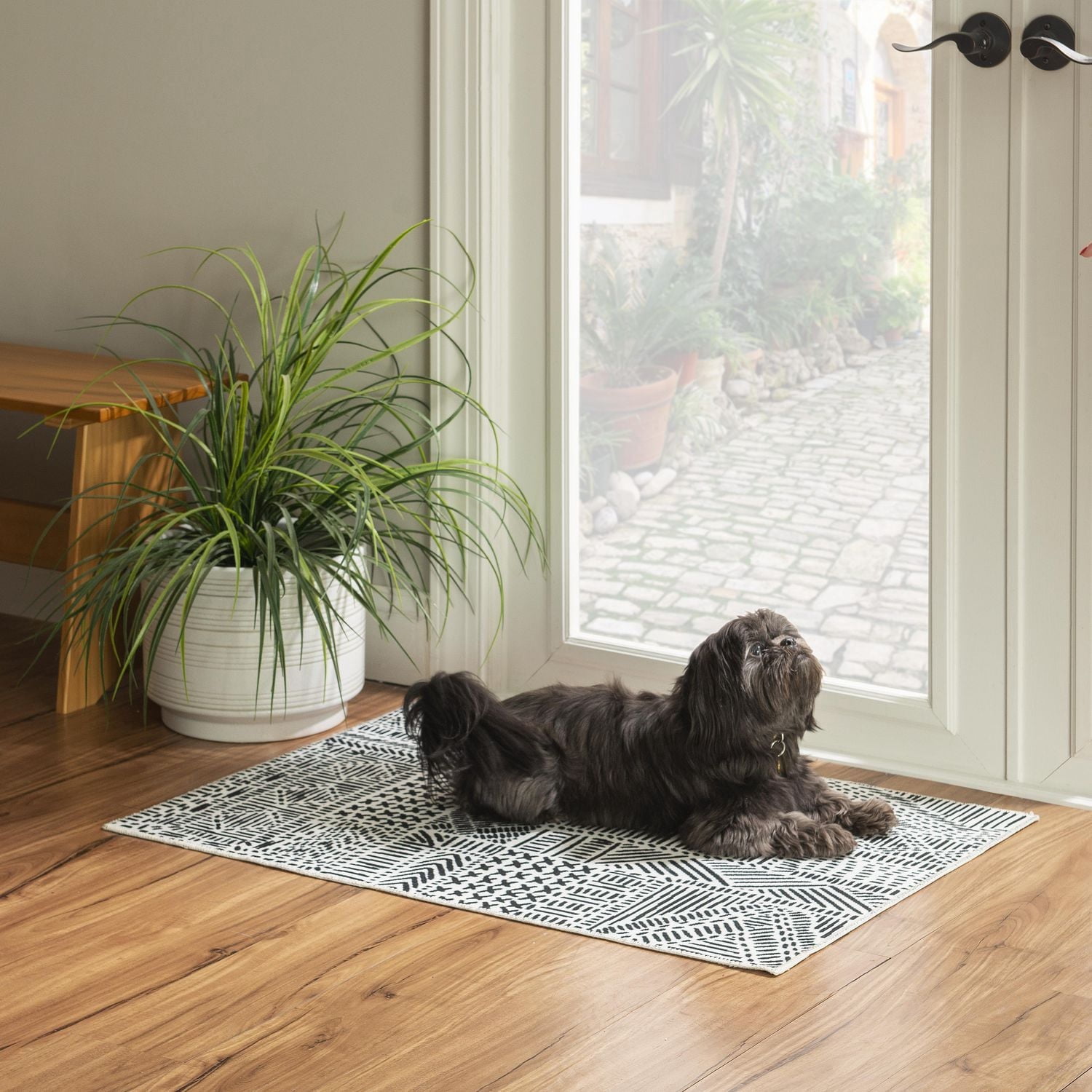 Tapis d'appoint lavable Cayden 2 pi x 3 pi ivoire et noir