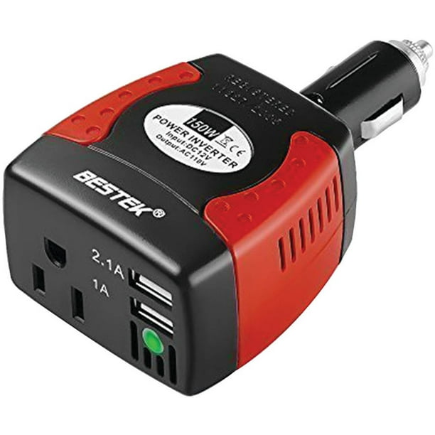 Bestek MRI1511U 150Watt 12Volt Travel Power Inverter with 2 USB Ports