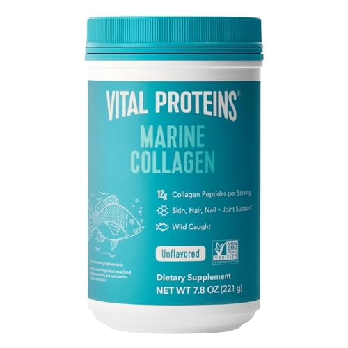 Vital Proteins Suplemento en polvo de péptidos de colágeno marino para piel, cabello, uñas, colágeno hidrolizado, 0.42 oz por porción, bote de 7.8 oz