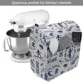 thumbnail image 2 of Ski Pattern Stand Mixer Cover, Monochromatic Print of Snowboard Winter People Bear and Wolf, Kitchen Appliance Organizer Bag Cover with Pockets, 5 Quarts, Eggshell and Dark Sky Blue, by Ambesonne, 2 of 4