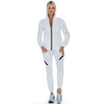 thumbnail image 1 of 9 Crowns Women's Slim FIt Moto  Hoodie Jogger Jacket and Pant Tracksuit Set (White, X-Large), 1 of 3