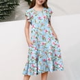 thumbnail image 6 of ATOGUTA Junior Prom Dresses for Teen Girls Ruffle Sleeve Tiered Swings A-Line Cute Midi Casual Sundress Size 4T-13. Multicolor, 6 of 6