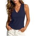 thumbnail image 2 of Xdegoge Womens V Neck Tank Tops Summer Sleeveless Shirts Loose Fit Casual Blouses Lightweight Breathable Solid Soft Comfy Tunic Tops Workout Athletic Fashion Tees, 2 of 8