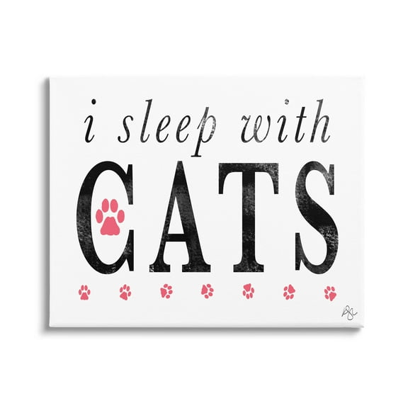 Stupell Industries I Sleep With Cats Pets Phrase Graphic Art Gallery Wrapped Canvas Print Wall Art, Design by K. Kaufman
