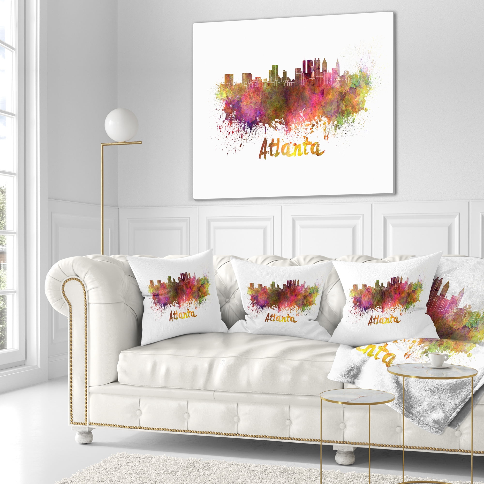 Designart Atlanta Skyline - Cityscape Throw Pillow - 16x16
